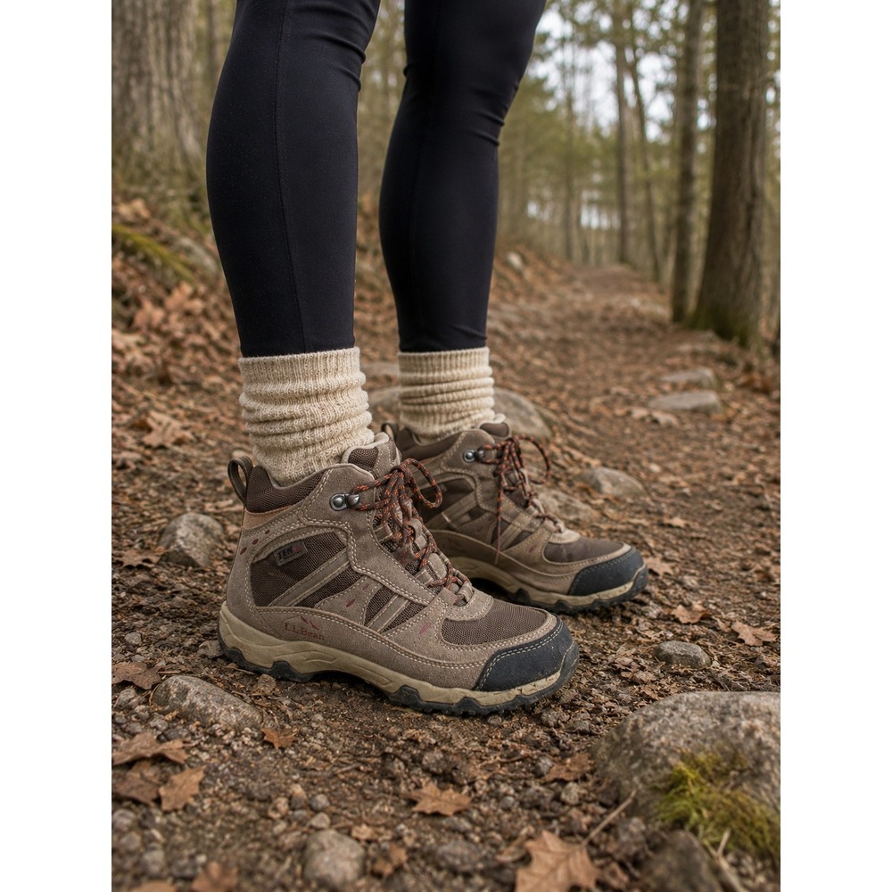 L.L. Bean Tek 2.5 Hiking Boots Womens 6.5 Brown Waterproof Suede Mid Top 299410